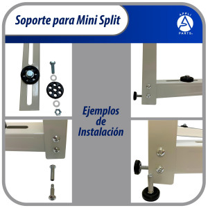 Appli Parts APAB-3160 Soporte de Montaje en Pared para Mini Split. Soporta hasta 160 kg, Compatible con 5000 a 36000 BTU, Incluye Barra con Nivel, Gomas Antivibracion y Kit Completo de Instalacion