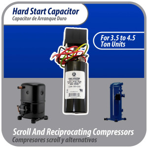 Appli Parts APHS-2 Start kit para aire acondicionado incluye Capacitor de arranque 189-227mfd 330V y relay potencial para equipos 3.5-4.5 Ton, compresores scroll y reciprocantes 208-265 Volts 1 Ph