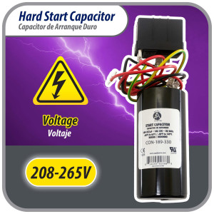 Appli Parts APHS-2 Start kit para aire acondicionado incluye Capacitor de arranque 189-227mfd 330V y relay potencial para equipos 3.5-4.5 Ton, compresores scroll y reciprocantes 208-265 Volts 1 Ph