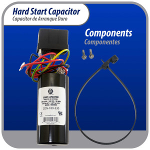 Appli Parts APHS-2 Start kit para aire acondicionado incluye Capacitor de arranque 189-227mfd 330V y relay potencial para equipos 3.5-4.5 Ton, compresores scroll y reciprocantes 208-265 Volts 1 Ph