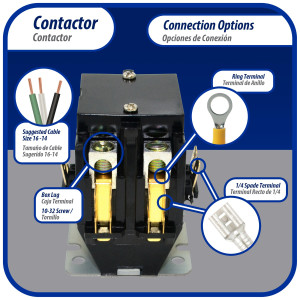 Appli Parts APAC-22024 Contactor 2 Polos 20A 24V Bobina Repuesto para Compresores de CA y Aplicaciones Electricas Certificacion UL E476929 de Trabajo Pesado