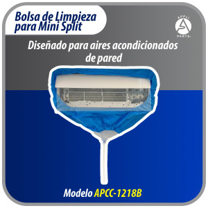 Appli Parts APCC-1218B Bolsa de Mantenimiento o Limpieza Mini Split de 1 - 1.5 Toneladas (18.000 Btu) para equipos de 0.7 a 1 m, Impermeable, manguera de 2.8 m para drenaje. Remplaza 532 533 562 572