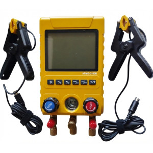 Appli Parts APMG-D100B Juego Manometro Digital para Refrigeracion HVAC Incluye Mangueras, Pinzas de Temperatura y Maletin. Rango -14.5 a 800 psi. Calculo de Sobrecalentamiento y Subenfriamiento