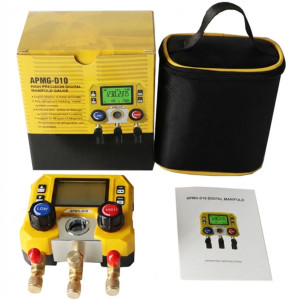 Appli Parts APMG-D10 Juego Manometro Digital para Refrigeracion HVAC/R Manifold Digital para Aire Acondicionado Rango -14.5 a 800 psi 88 Refrigerantes Unidades kPa MPa bar psi kg/cm2