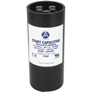 Appli Parts CON-216-110 Capacitor de Arranque 216-259 MFD (microfaradios) uF, 110-125 VAC. Universal para Motores Electricos, condensador de arranque de 3.7 cm de Diametro, 8.6 cm de Alto