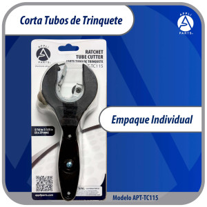Appli Parts APT-TC115 Cortador de tubos con trinquete 5/16 a 1-1/8 in (8 a 29 mm) para cobre, aluminio, laton, acero inoxidable y PVC con cuchilla de repuesto diseno ergonomico y duradero