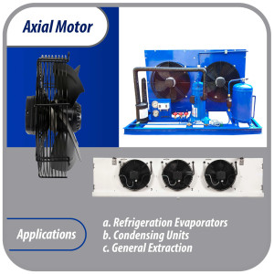 Appli Parts AXF-550-4 Extractor Axial 550 mm (21-5/8 pulg) 220-440 V, 3 ph, 60 Hz, 600 W, 1560 rpm, Rango Temperatura -30 C a 60 C, incluye aspa y base tipo jaula