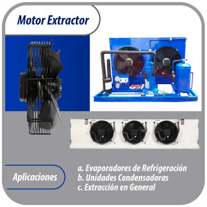 Appli Parts AXF-550-4 Extractor Axial 550 mm (21-5/8 pulg) 220-440 V, 3 ph, 60 Hz, 600 W, 1560 rpm, Rango Temperatura -30 C a 60 C, incluye aspa y base tipo jaula
