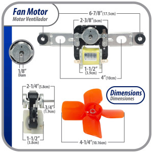 Appli Parts APFM-343 Motor Kit ventilador remplazo de 343 con bases 115 V, 12 W, 60 Hz, 0.22 A, 3000 rpm, CW, Incluye aspa, gomas y base, Remplaza 482731, Whirlpool Appli Parts APFM-343 Motor Kit ventilador remplazo de 343 con bases 115 V, 12 W, 60 Hz, 0.22 A, 3000 rpm, CW, Incluye aspa, gomas y base, Remplaza 482731, Whirlpool