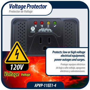 Appli Parts APVP-11EE1-4 Protector de Voltaje 120 V, 50/60 Hz, 12 A, 303 joules, para Refrigerador con Tarjeta Digital, actua como supresor de picos, funciona con todas las marcas de electrodomesticos Appli Parts APVP-11EE1-4 Protector de Voltaje 120 V, 50/60 Hz, 12 A, 303 joules, para Refrigerador con Tarjeta Digital, actua como supresor de picos, funciona con todas las marcas de electrodomesticos