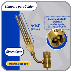 Appli Parts APHT-1D2 Soplete Boquilla de Soldar, Antorcha, Lampara doble para usar con Propano o Mapp para usos en plomeria electricidad refrigeracion aire acondicionado y mas