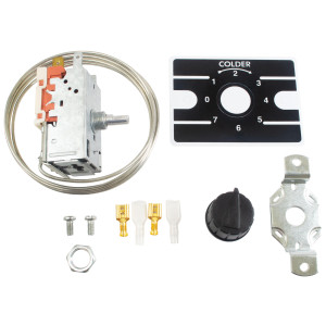 Appli Parts APRT-1126 Termostato de refrigeracion para neveras, congeladores, exhibidores frios SPST Entrada fria -17.5 C Corte frio -24 C Corte Caliente -10 C Capilar 1200 mm, remplaza K50P-1126
