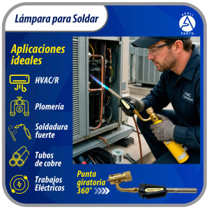 Appli Parts APHT-1S Soplete Boquilla de Soldar, Antorcha manual de un solo quemador con encendedor de arranque para soldadura fuerte con Mapp o punta giratoria de combustible de propano