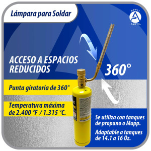 Appli Parts APHT-1 Soplete Boquilla de Soldar, Antorcha, Lampara para usar con Propano o Mapp en plomeria electricidad refrigeracion aire acondicionado y mas