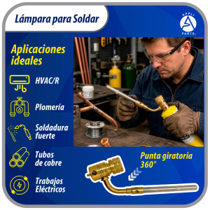 Appli Parts APHT-1 Soplete Boquilla de Soldar, Antorcha, Lampara para usar con Propano o Mapp en plomeria electricidad refrigeracion aire acondicionado y mas