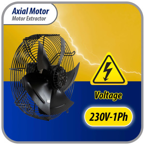 Appli Parts AXF-350 Extractor Axial 350 mm (13-3/4 pulg) 220 V, 1 ph, 50-60 Hz, 180 W, 1550 rpm, Rango Temperatura -30 C a 60 C, incluye aspa y base tipo jaula