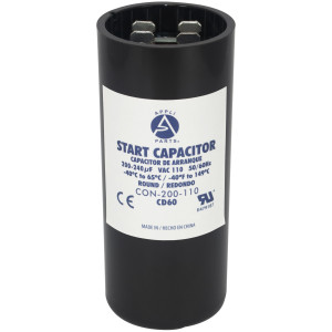 Appli Parts CON-200-110 Capacitor de Arranque 200-240 MFD (microfaradios) uF, 110-125 VAC. Universal para Motores Electricos, condensador de arranque de 3.7 cm de Diametro, 8.6 cm de Alto