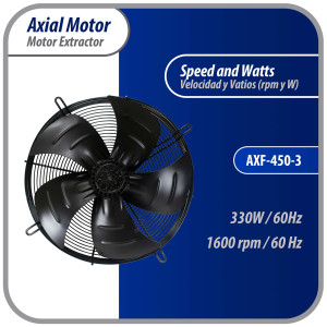Appli Parts AXF-450-3 Extractor Axial 450 mm (17-3/4 pulg) 220 V, 3 ph, 60 Hz, 300 W, 1600 rpm, Rango Temperatura -30 C a 60 C, incluye aspa y base tipo jaula Appli Parts AXF-450-3 Extractor Axial 450 mm (17-3/4 pulg) 220 V, 3 ph, 60 Hz, 300 W, 1600 rpm, Rango Temperatura -30 C a 60 C, incluye aspa y base tipo jaula