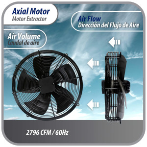 Appli Parts AXF-450-3 Extractor Axial 450 mm (17-3/4 pulg) 220 V, 3 ph, 60 Hz, 300 W, 1600 rpm, Rango Temperatura -30 C a 60 C, incluye aspa y base tipo jaula