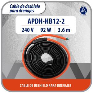 Appli Parts APDH-HB12-2 Resistencia para Tuberia y Drenaje 240 V, 92 W, 3.65 m, Cable Calefactor Anticongelacion para Cuarto Frio, Cava, Congelador y Refrigeracion, 7 W/ft