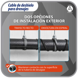 Appli Parts APDH-HB6-2 Resistencia para Tuberia y Drenaje 240 V, 42 W, 1.8 m, Cable Calefactor Anticongelacion para Cuarto Frio, Cava, Congelador y Refrigeracion, 7 W/ft