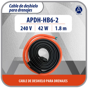 Appli Parts APDH-HB6-2 Resistencia para Tuberia y Drenaje 240 V, 42 W, 1.8 m, Cable Calefactor Anticongelacion para Cuarto Frio, Cava, Congelador y Refrigeracion, 7 W/ft