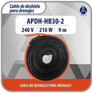 Appli Parts APDH-HB30-2 Resistencia para Tuberia y Drenaje 240 V, 210 W, 9.1 m, Cable Calefactor Anticongelacion para Cuarto Frio, Cava, Congelador y Refrigeracion, 7 W/ft