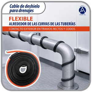 Appli Parts APDH-HB30-2 Resistencia para Tuberia y Drenaje 240 V, 210 W, 9.1 m, Cable Calefactor Anticongelacion para Cuarto Frio, Cava, Congelador y Refrigeracion, 7 W/ft