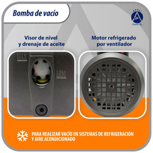 Appli Parts APVCP-723 Bomba de Vacio HVAC 7.0 CFM 3/4 HP 2 Etapas 115/220 V 50-60 Hz para Calefaccion, Aire Acondicionado, A/C Automotriz y Refrigeracion, Entradas 1/4 y 3/8 in