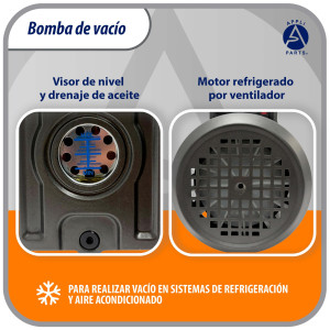 Appli Parts APVCP-1423 Bomba de Vacio HVAC 14.0 CFM 1 HP 2 Etapas 115/220 V 50-60 Hz para Calefaccion, Aire Acondicionado, A/C Automotriz y Refrigeracion, Entradas 1/4 y 3/8 in