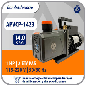 Appli Parts APVCP-1423 Bomba de Vacio HVAC 14.0 CFM 1 HP 2 Etapas 115/220 V 50-60 Hz para Calefaccion, Aire Acondicionado, A/C Automotriz y Refrigeracion, Entradas 1/4 y 3/8 in