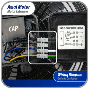 Appli Parts AXF-350-1 Extractor Axial 350 mm (13-3/4 pulg) 110V, 1 ph, 60 Hz, 180 W, 1550 rpm, Rango Temperatura -30 C a 60 C, incluye aspa y base tipo jaula