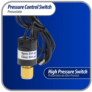 Appli Parts APPS-550450 Valvula Presostato R410 Alta, Abre 550 psi, Cierra 450 psi, 1 m Cable, SPST, 1/4 SAE Hembra, Reset Automatico, remplazo Universal para Aire Acondicionado
