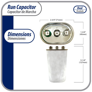 Appli Parts Condensador Capacitor de Marcha 55+5 Mfd uF (microfaradios) 370VAC CBB65 Universal Aire acondicionado y otras aplicaciones Ovalado UL E476928 7.1cm Ancho 4.5cm Prof 12.7cm Alto CON-55/5-370 Appli Parts Condensador Capacitor de Marcha 55+5 Mfd uF (microfaradios) 370VAC CBB65 Universal Aire acondicionado y otras aplicaciones Ovalado UL E476928 7.1cm Ancho 4.5cm Prof 12.7cm Alto CON-55/5-370