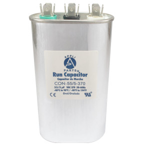 Appli Parts CON-55/5-370 Condensador Capacitor de Marcha 55+5 Mfd uF (microfaradios) 370VAC CBB65 Universal Aire acondicionado y otras aplicaciones Ovalado UL, 7.1cm Ancho 4.5cm Prof 12.7cm Alto