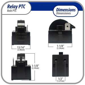 Appli Parts Interruptor de rele para mini nevera de 1 pin 4,7 Ohmnios, 110V, rele de arranque PTC universal, pieza de repuesto para multiples marcas de refrigeradores, enfriadores de vino APSR-4003P Appli Parts Interruptor de rele para mini nevera de 1 pin 4,7 Ohmnios, 110V, rele de arranque PTC universal, pieza de repuesto para multiples marcas de refrigeradores, enfriadores de vino APSR-4003P