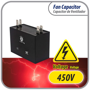 Appli Parts CAP-10-450 Condensador Capacitor de ventilador 10 mfd (microfaradios) uf 450VAC con conectores compatible con cualquier marca de igual capacitancia 5.8 Ancho, 2.2 Profundidad, 4.6 cm Alto