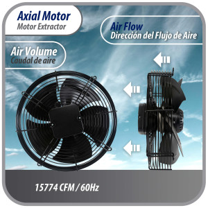 Appli Parts AXF-800-4 Extractor Axial 800 mm (31-1/2 pulg) 220-440 V, 3 ph, 60 Hz, 2200 W, 1050 rpm, Rango Temperatura -30 C a 60 C, incluye aspa y base tipo jaula