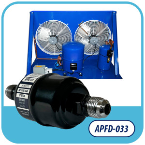 Appli Parts APFD-033 Filtro Secador 3/8 pulg para linea Liquido para Sistemas de Refrigeracion y aire acondicionado 033 SAE Rosca Universal Unidireccional 102mm Largo 25mm Ancho