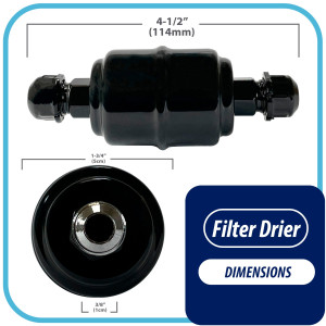 Appli Parts APFD-033 Filtro Secador 3/8 pulg para linea Liquido para Sistemas de Refrigeracion y aire acondicionado 033 SAE Rosca Universal Unidireccional 102mm Largo 25mm Ancho