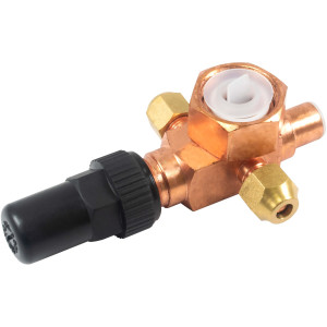 Appli Parts APRV-VA01 Valvula Rotolock V01 1 pulg x 3/8 pulg Soldable con puertos de acceso de 1/4 pulg Universal para sistemas de refrigeracion y aire acondicionado