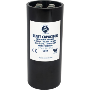 Appli Parts CON-88-330 Capacitor de Arranque 88-108 MFD (microfaradios) uF, 330 VAC. Universal para Motores Electricos, condensador de arranque de 3.7 cm de Diametro, 8.6 cm de Alto