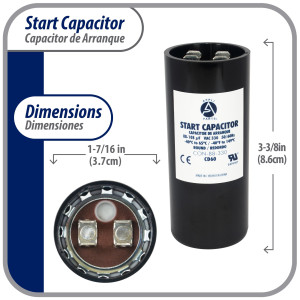 Appli Parts CON-88-330 Capacitor de Arranque 88-108 MFD (microfaradios) uF, 330 VAC. Universal para Motores Electricos, condensador de arranque de 3.7 cm de Diametro, 8.6 cm de Alto