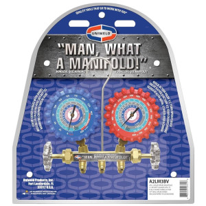 Uniweld A2LM3BV Juego Manometro Compatible con R32, R454B, R448A, R410A, Fahrenheit psi, Mangueras 3 pies con Valvula de Cierre


