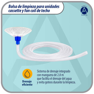 Appli Parts APCC-4848A Bolsa de mantenimiento para cassette y fancoil de techo 120 x 120 cm, impermeable, reutilizable, con manguera de drenaje de 2.8 m, reemplaza modelo 536