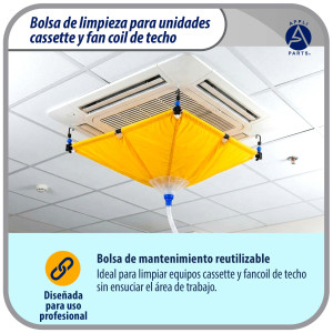 Appli Parts APCC-4848A Bolsa de mantenimiento para cassette y fancoil de techo 120 x 120 cm, impermeable, reutilizable, con manguera de drenaje de 2.8 m, reemplaza modelo 536
