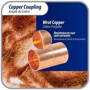 Appli Parts AP-A058 5/8 pulg Anillo de Cobre Accesorios de tuberia de cobre CxC Conexiones soldadas para aplicaciones de refrigeracion, aire acondicionado y plomeria Tuberia de cobre ACR y tipo L