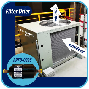 Appli Parts APFD-083S Filtro Secador 3/8 pulg para linea Liquido para Sistemas de Refrigeracion y aire acondicionado 083S ODF Soldable Universal Unidireccional 140mm Largo 51mm Ancho