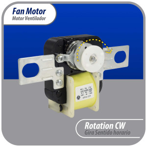 Appli Parts APFM-329 20 W Motor Ventilador, 110 V, 50/60 Hz, 0.48 A, 3000 rpm, rotacion CW remplazo Universal para Evaporadores, no incluye aspa
