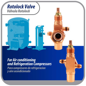 Appli Parts APRV-VA10 Valvula Rotolock V10 1 pulg x 5/8 pulg Soldable con puertos de acceso de 1/4 pulg Universal para sistemas de refrigeracion y aire acondicionado Appli Parts APRV-VA10 Valvula Rotolock V10 1 pulg x 5/8 pulg Soldable con puertos de acceso de 1/4 pulg Universal para sistemas de refrigeracion y aire acondicionado